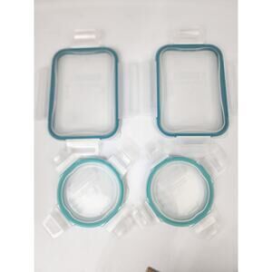 4 Replacement Pyrex Snapware Lids Round & Rectangle Food Storage Container Blue